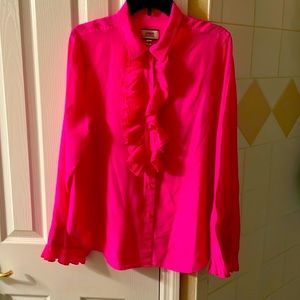 J Crew Hot Pink Silk Blouse sz 16